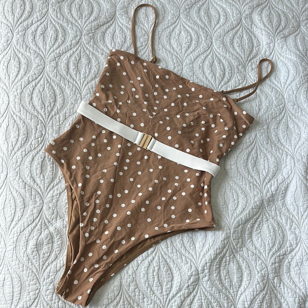 L*SPACE Polka Dot One Piece Swimsuit with Belt